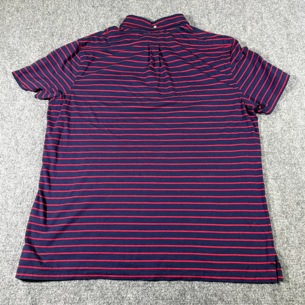 Polo‎ Ralph Lauren Mens XL Striped Short Sleeve Button Down Polo Shirt Navy Red